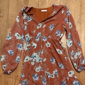 Elegant Floral Long Sleeve Dress
